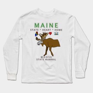 Maine - Moose - State, Heart, Home - state symbols Long Sleeve T-Shirt